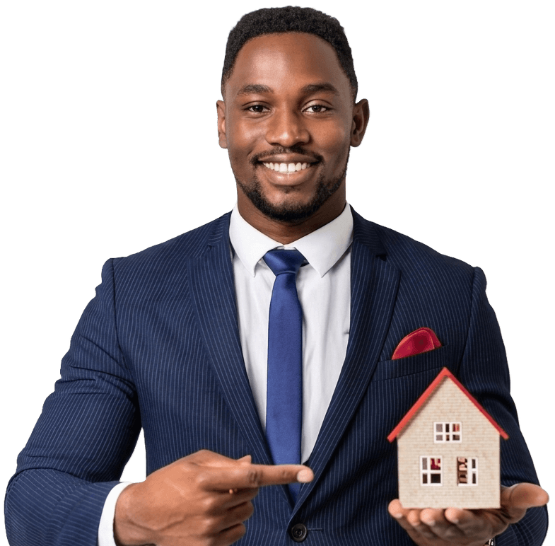 Property professional holding a model home